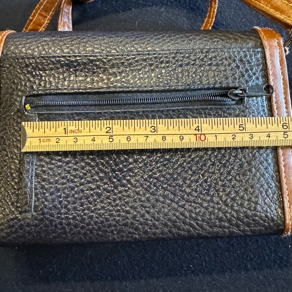 Vintage Blue and Tan Pebblesd Leather Crossbody Bag - Picture 11 of 15